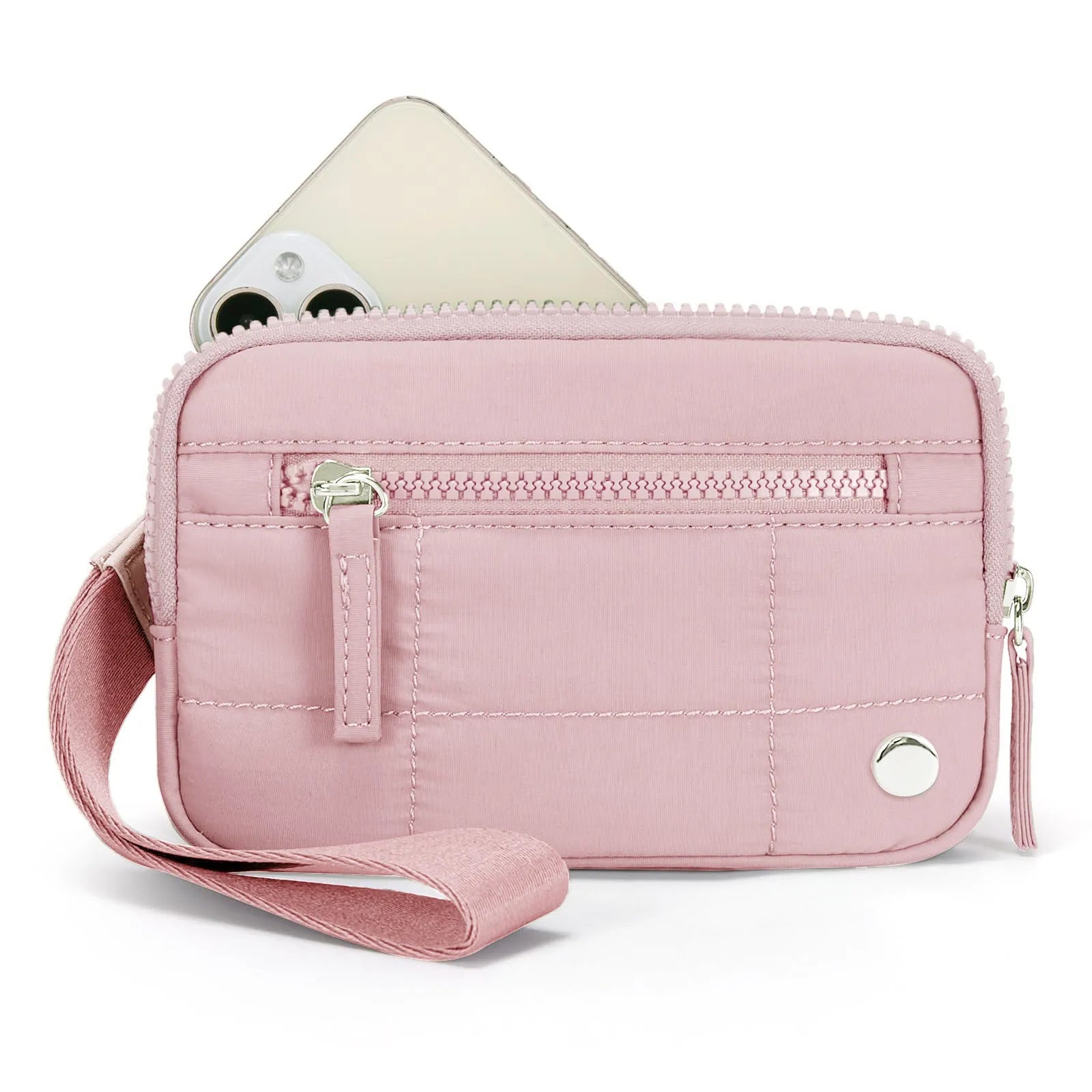 Waterproof quilted women's handbag with transparent deck section in solid colour