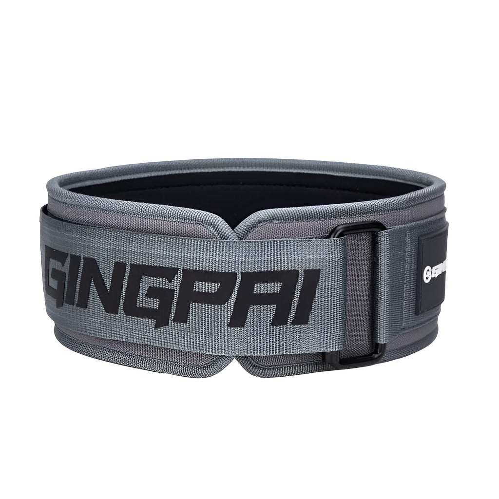 Black weightlifting belt with lumbar support for squat deadlift bench press training