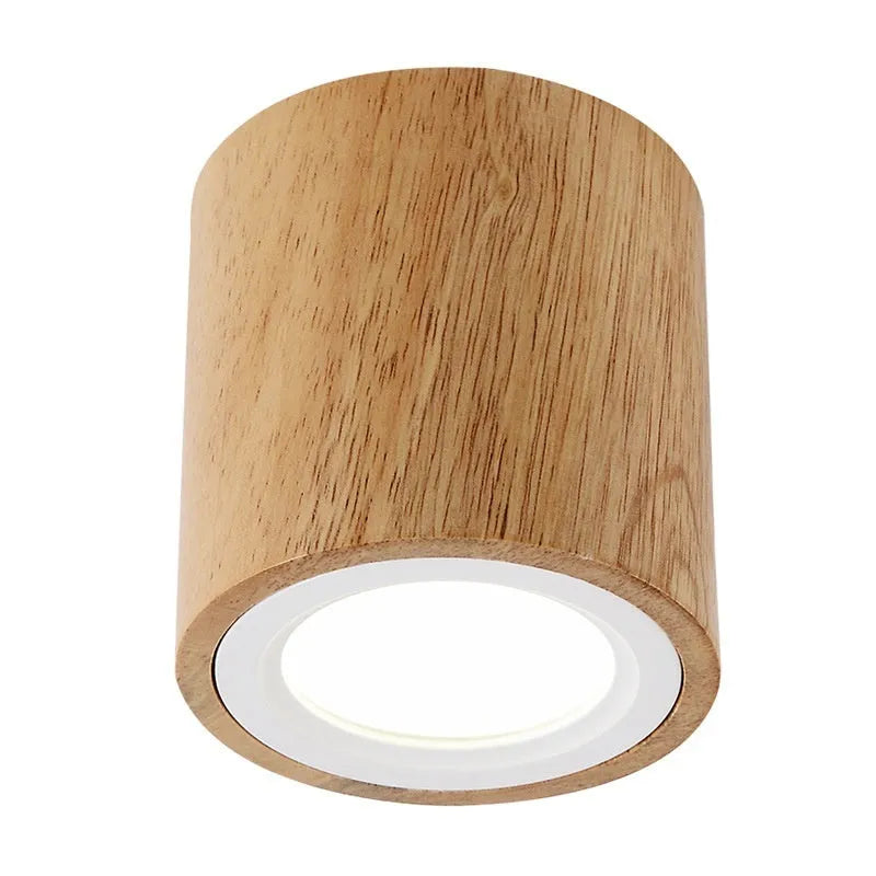 Modern solid wood surface mounted downlight in round and square shapes for corridor ceiling.