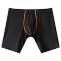 Men's mid-waist nylon boxer shorts in light green with a U-convex pouch, laid flat.