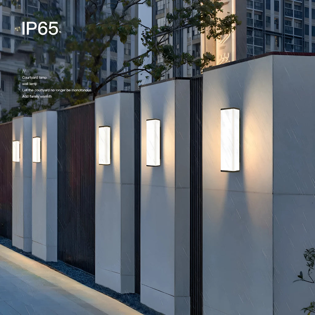 60cm tall outdoor waterproof wall light with stainless steel and PC construction, IP65 rated for courtyards and parks
