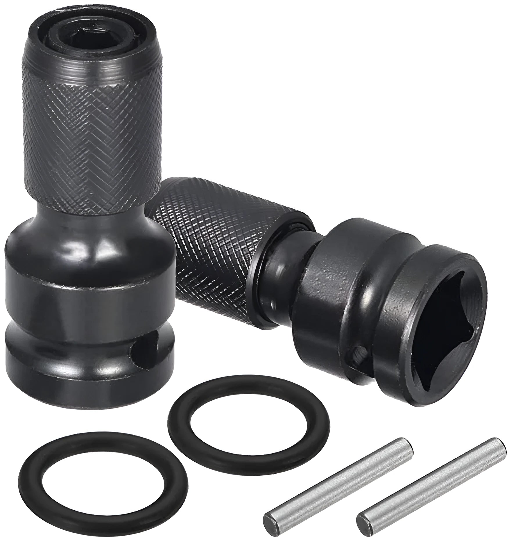 Telescopic steel bit holder with hexagonal handle for electric wrenches showing extended sleeve