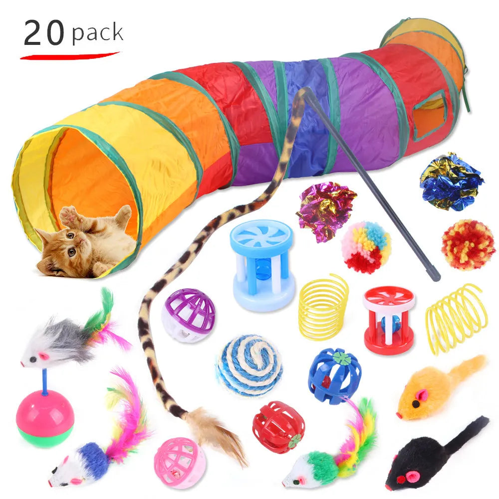 Cat toy set with cat stick plush feather and PP toys multi-style options for all cat breeds