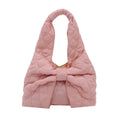 Polyester-lined cotton one shoulder handbag in horizontal square shape with sandwich pocket and zipper change bag