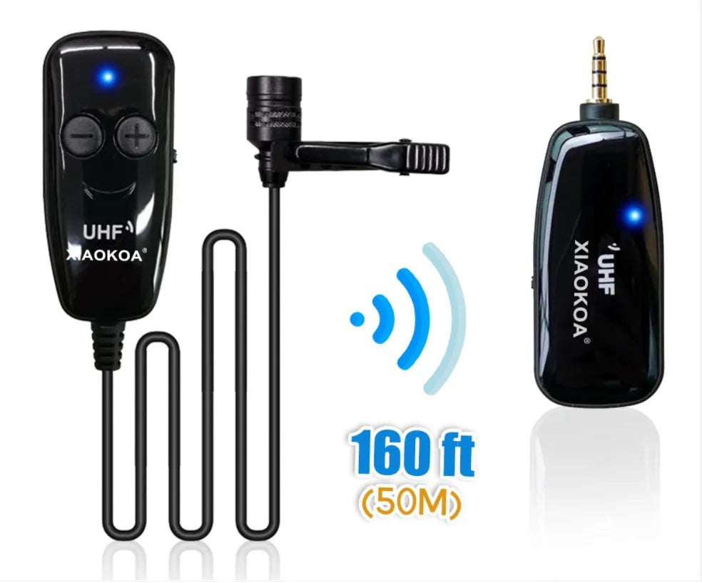 Black lavalier microphone with 3.5mm jack for mobile phone recording