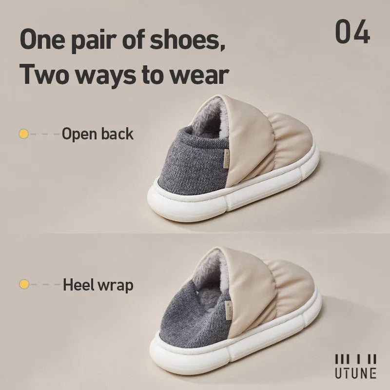 One Shoe Two Wear cotton slippers with thick plush bag, artificial PU upper, EVA sole, Astronaut barley white colour