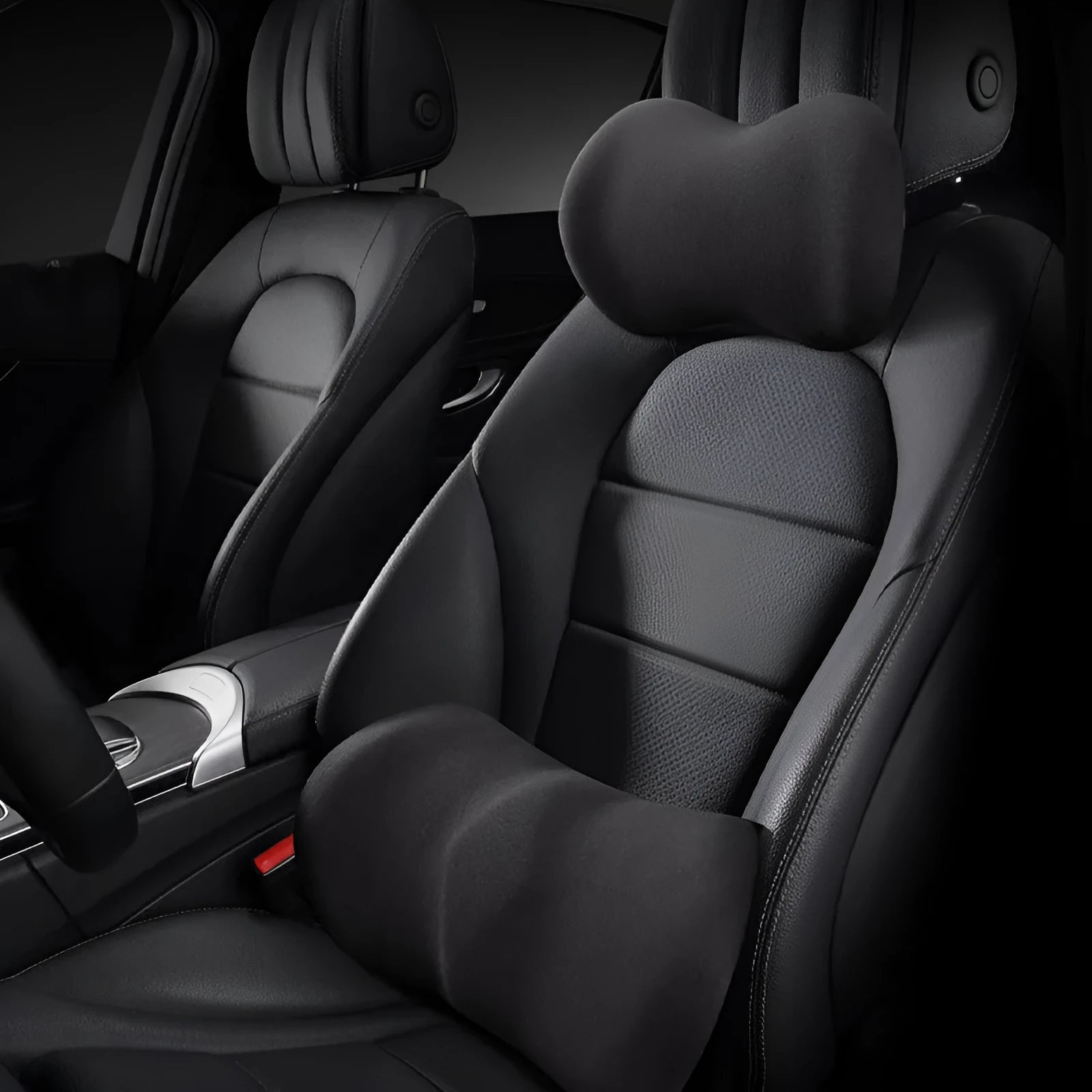 Car seat headrest and lumbar support pillow set in multiple colour options