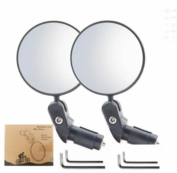 Black foldable convex rearview mirror showing the 7cm reflector and adjustable stem on a plain background.