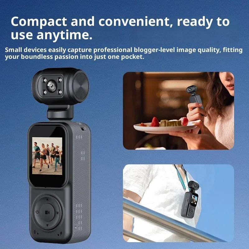 Q5 black handheld 4K camera with 140 degree wide angle and 1.5 inch LCD screen for outdoor sports riding recording