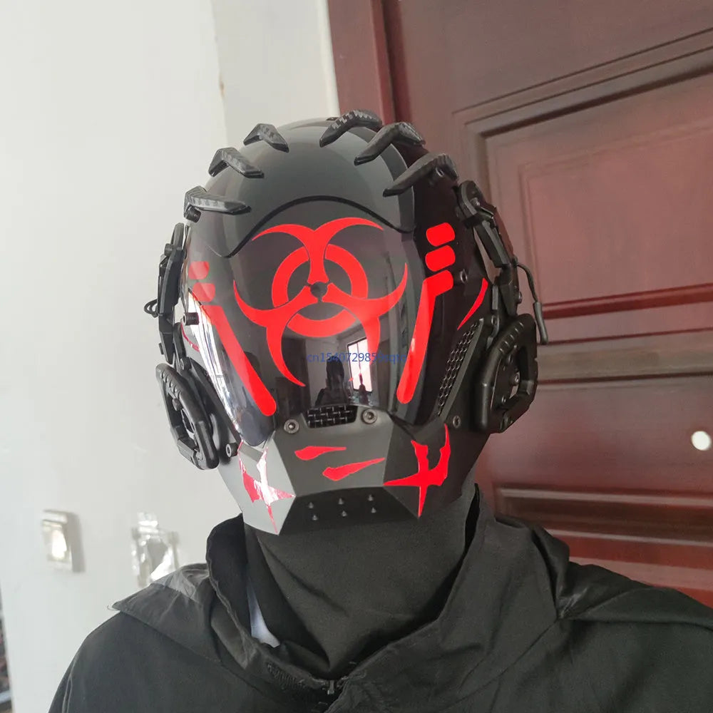 Black Bioweapon tech-style full face helmet prop, CYBER04 model