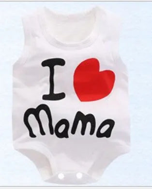 Sleeveless white baby romper vest with a blue fox print, made from 100% cotton.