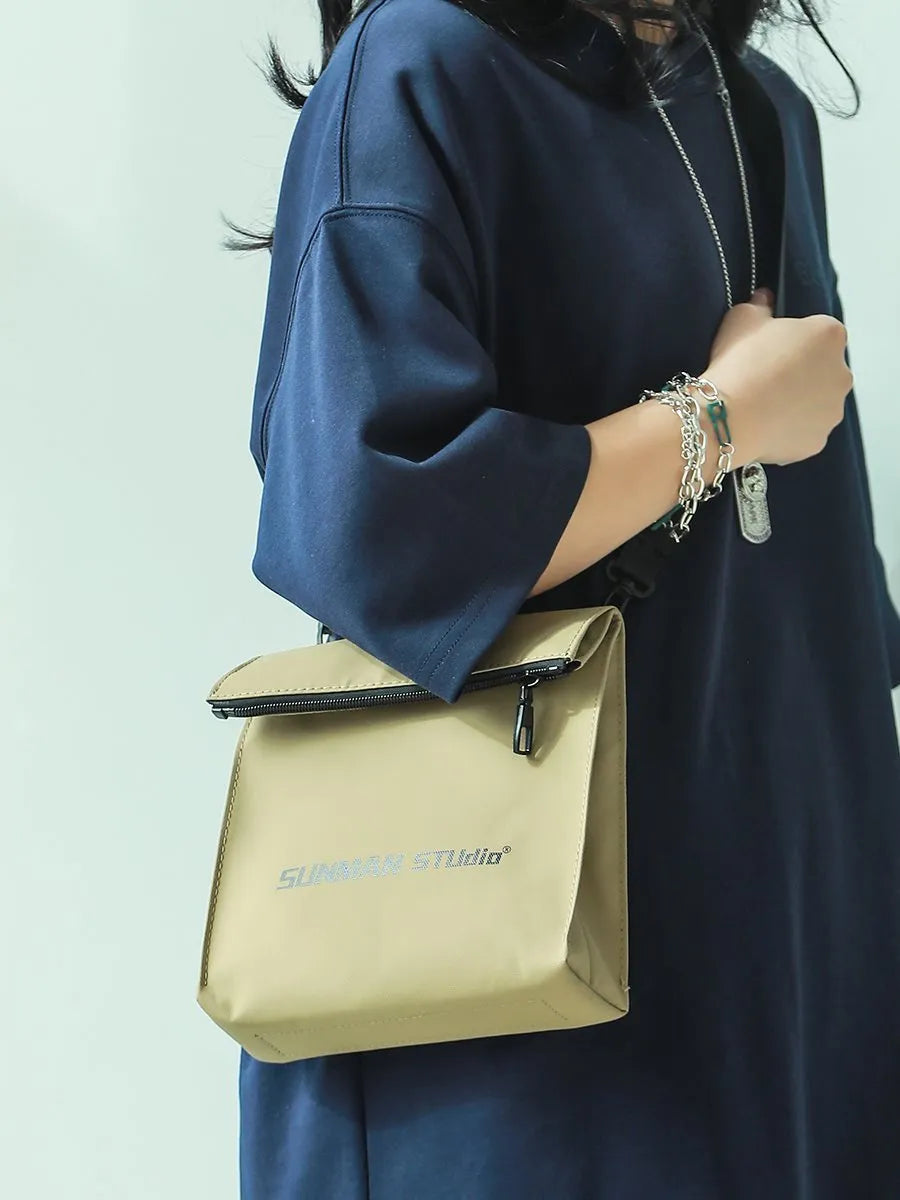 Street trend messenger backpack with sewing line detailing in bends and hitches colour option