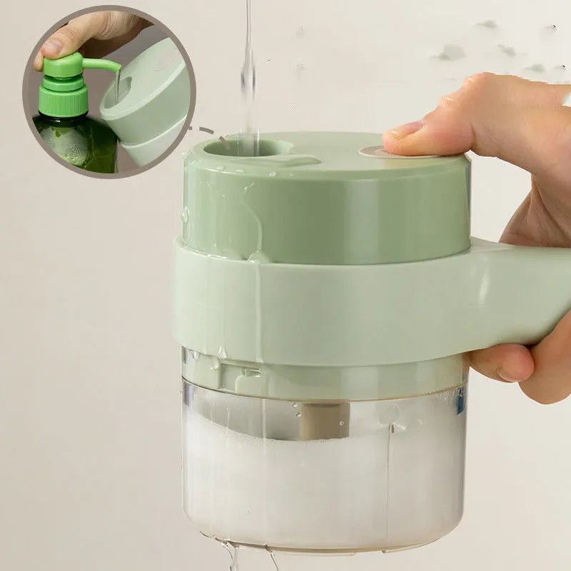Wireless electric garlic masher, plastic vegetable chopper with slicer combo and Type-C cable