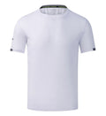 Men's solid colour ice silk quick-dry short sleeve shirt for summer sports and leisure wear.