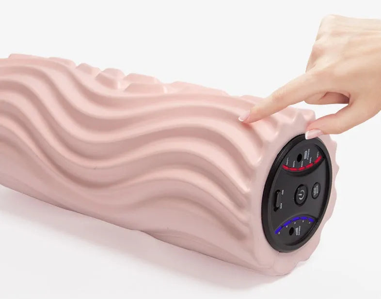 USB electric massage column foam roller block in space grey or gouache orange with three vibration zones