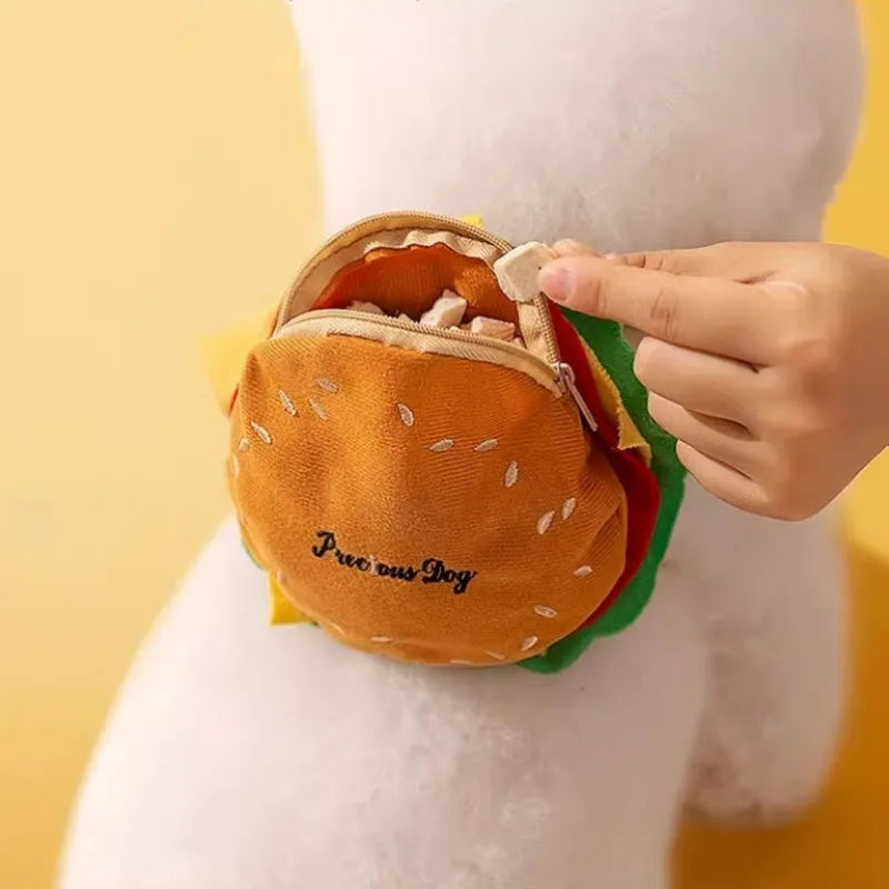 Cartoon hamburger and chips design adjustable vest leash for dogs with backpack.