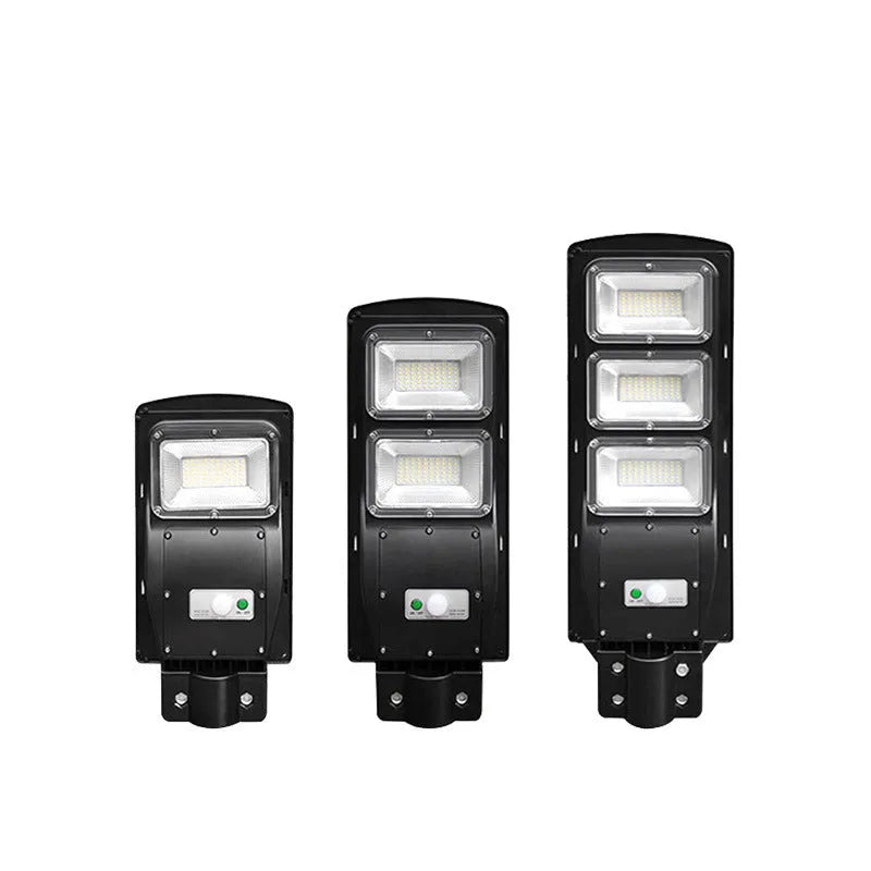 Integrated solar street light with solar panel and LED light source for outdoor illumination