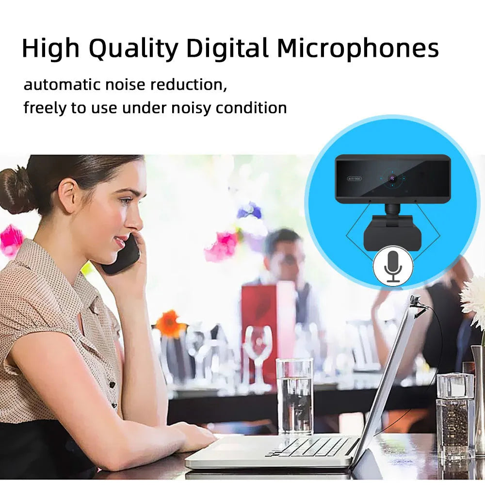 Black USB desktop video camera with 5MP CMOS sensor, autofocus, 2592x1944 resolution, 1.7m cable