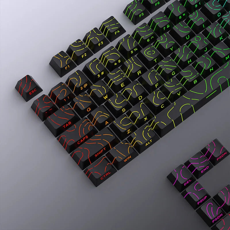 Contour Line Black Line Crack luminous key cap set for mechanical keyboards, 85x150mm black ABS plastic