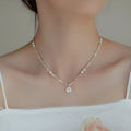 Fashion love heart pearl necklace for women with 925 sterling silver chain and 1.1cm pendant