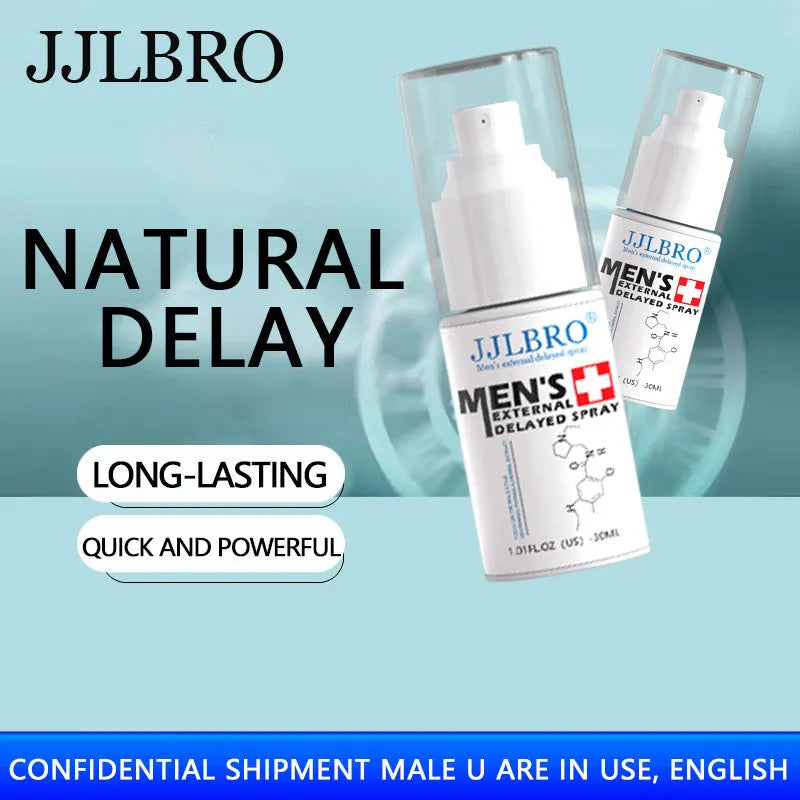 White 30ml male delay spray bottle with plant extraction formula for sexual timing control