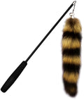 Black cat toy wand with long elastic string for interactive play sessions
