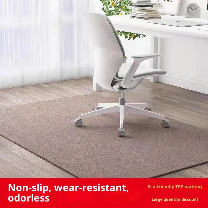 Sound insulation study computer chair mat in beige blended fabric for wood floor protection