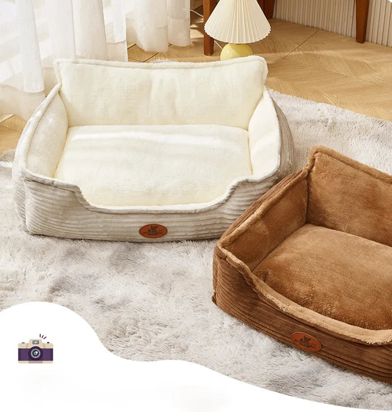 Universal removable washable pet bed for small medium dogs cats in coffee white colour