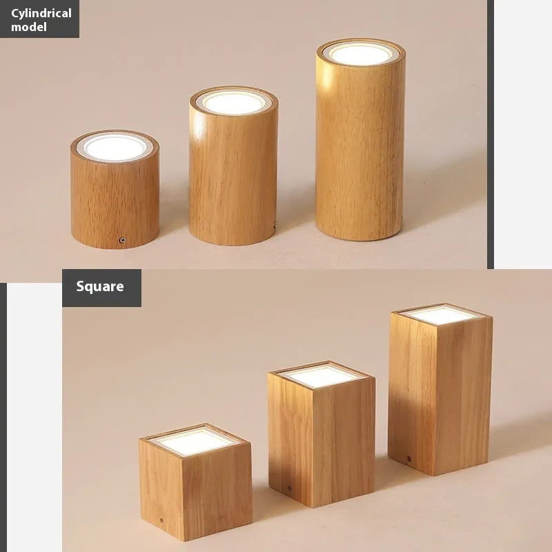 Modern solid wood surface mounted downlight in round and square shapes for corridor ceiling.