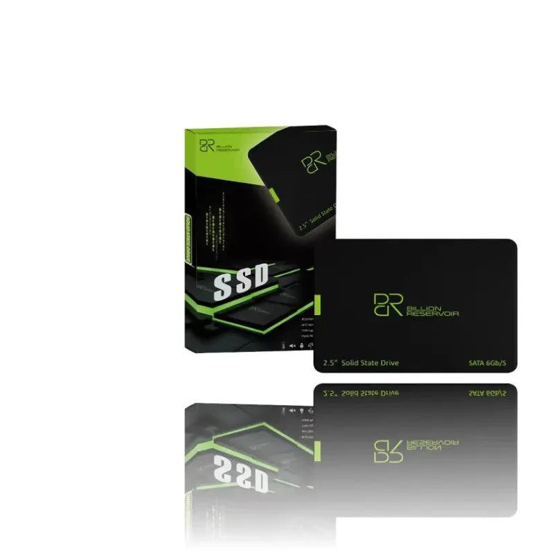 J11 2.5-inch SATA solid state drive in a black plastic case showing capacity label options.