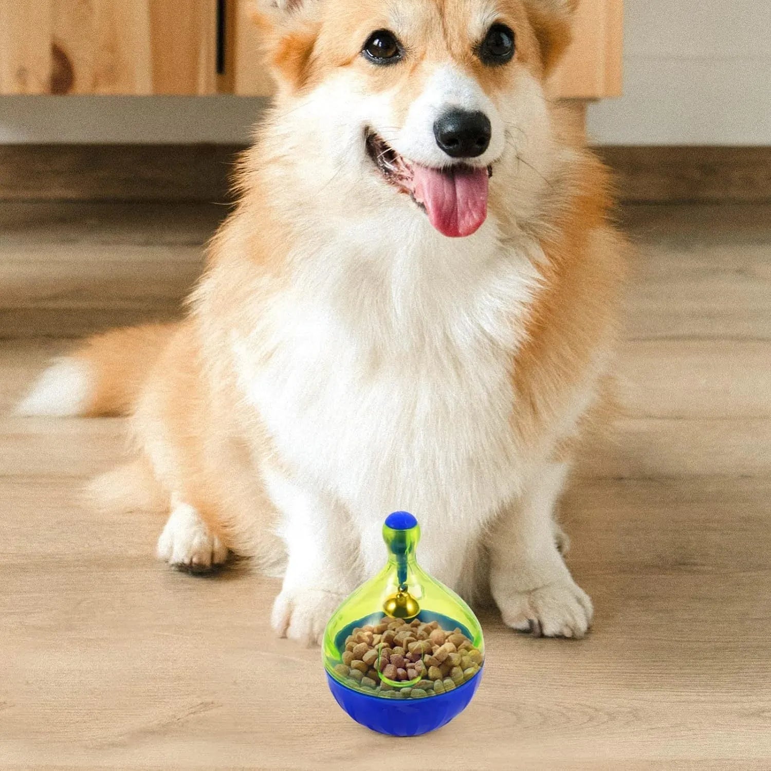 Interactive pet treat dispenser ball with tumbler design for cats and small dogs