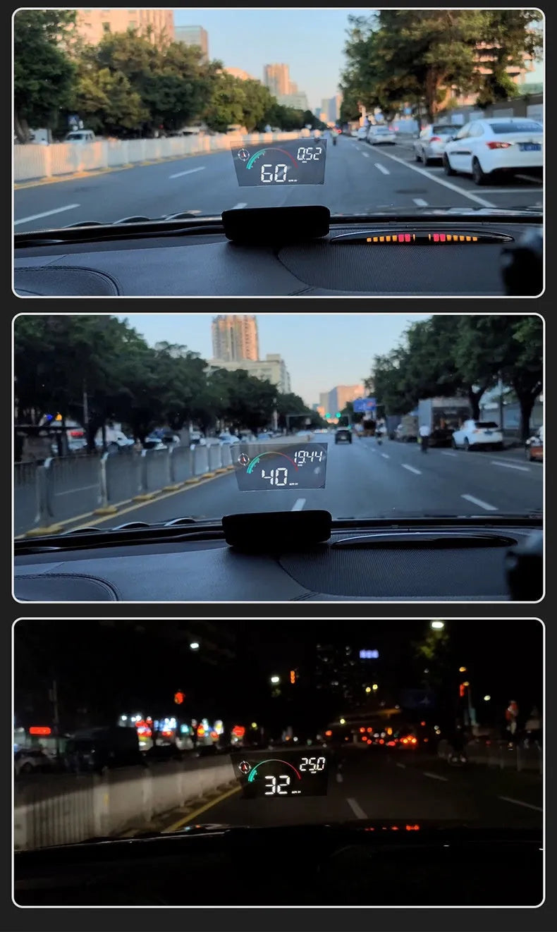 Black car head-up display projector unit with USB connection for GPS and E-dog functionality