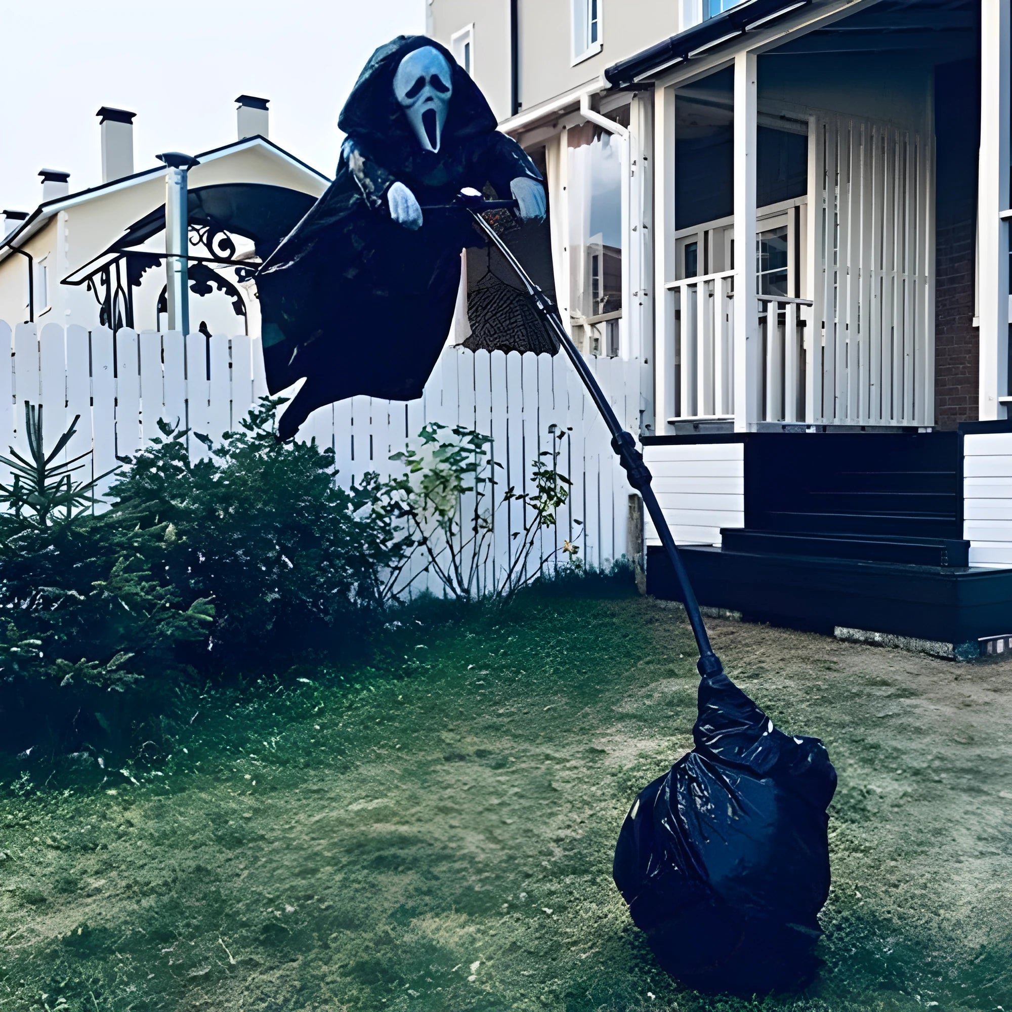 Plastic skeleton scarecrow Halloween decoration with screaming skull design for garden bird control