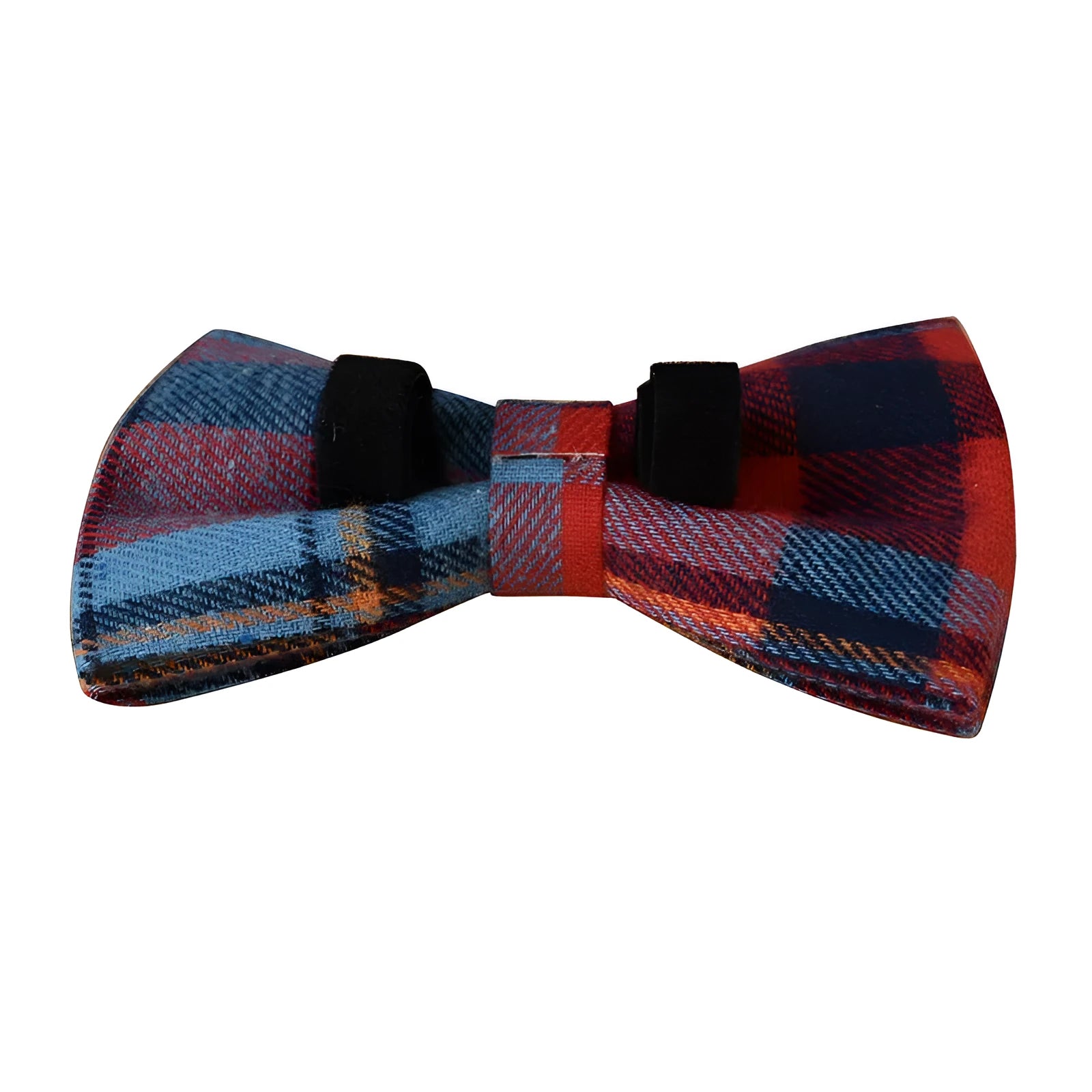 Blue velvet plaid pattern dog collar with alloy buckle on cotton material