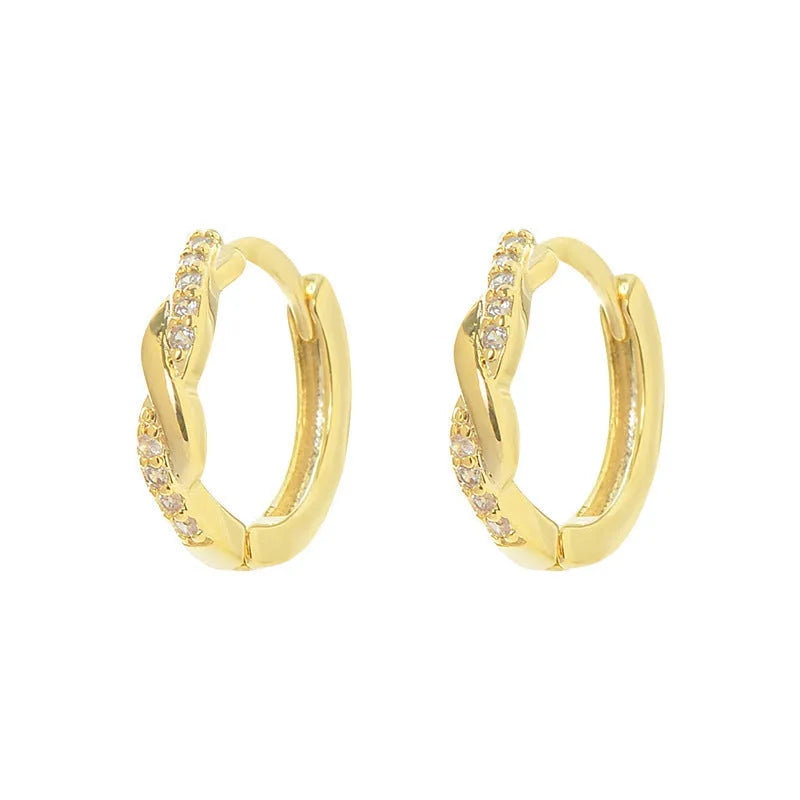 Geometric hemp rope earclip earrings in gold and silver metallic finishes