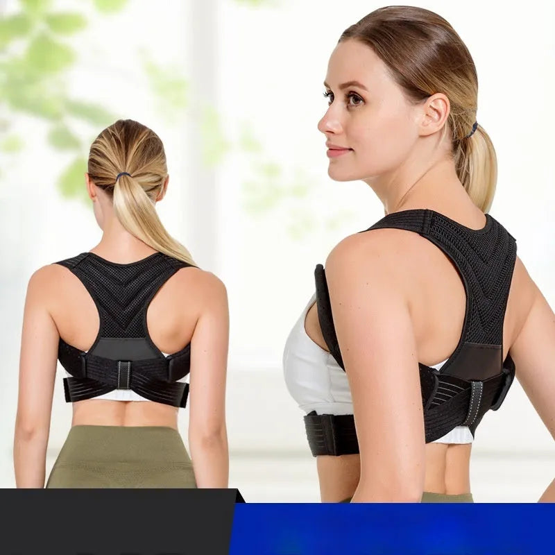 Black anti-humpback correction belt for posture support in sports and fitness activities