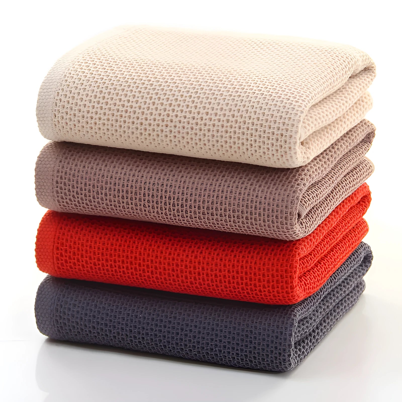 Hotel absorbent pure cotton jacquard bath towel 70x140cm in beige, breathable easy-dry design