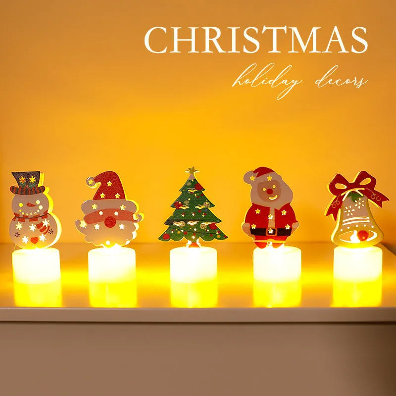 LED electronic candle light plastic decoration Santa Claus Christmas tree snowman bell design