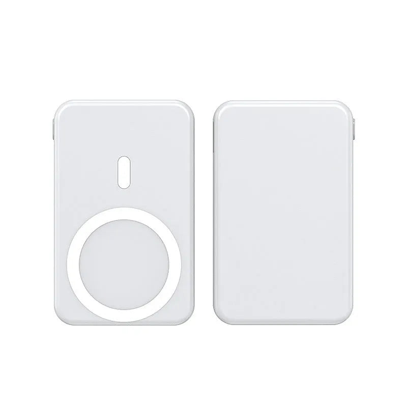 Ultra-thin 10000mAh portable power bank with magnetic wireless charging in white, black, and blue colour variants