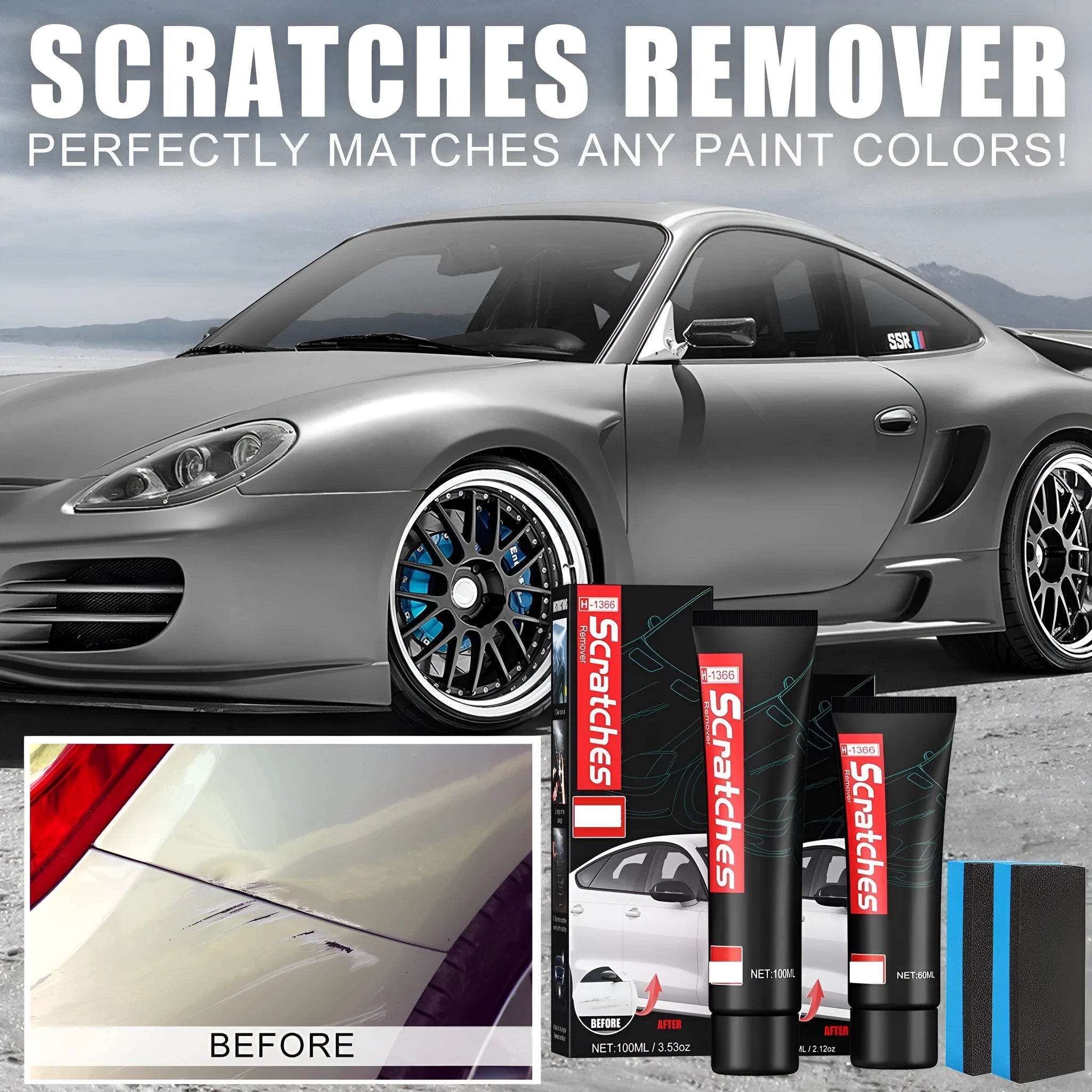 Automotive scratch repair cream bottle in 60ml size for car paint scratches