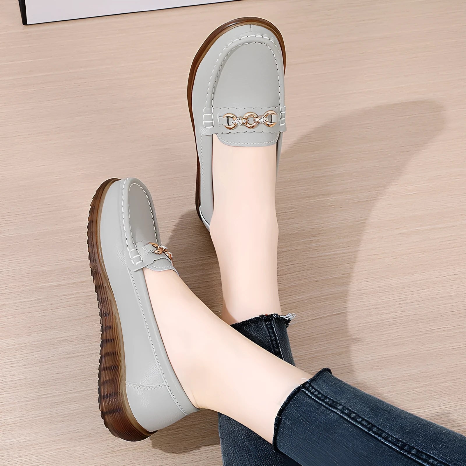 Women's flat non-slip soft bottom shoes in black with low heel and round toe design