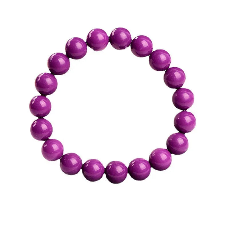 Jiuya polished crystal bracelet with purple mica beads in three size options