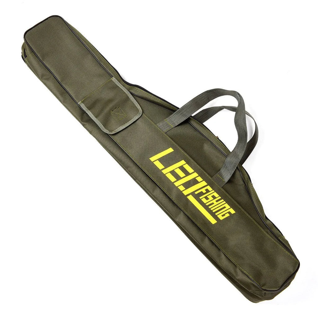 LEO foldable pot belly fishing rod bag in 420D Oxford cloth, 1.5m length, army green colour