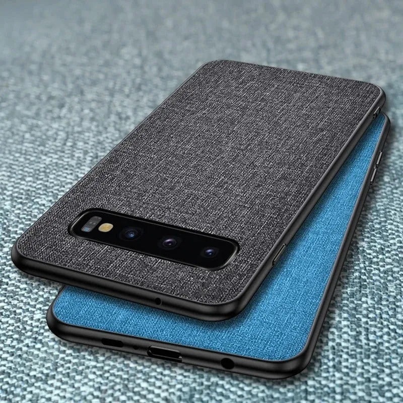 Canvas protective phone case for Samsung Galaxy S series smartphones in assorted colours.