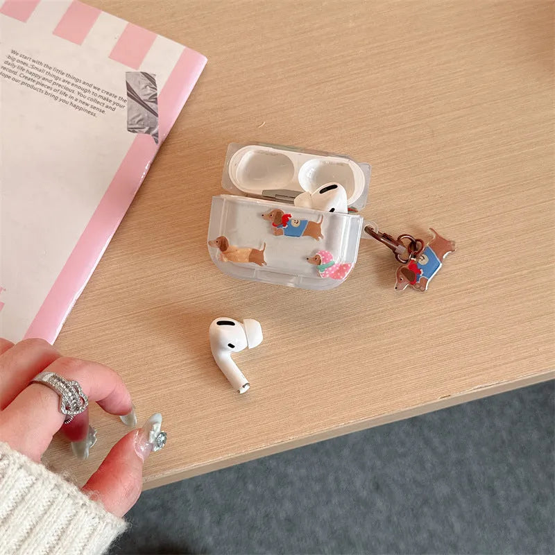 Gradient sausage dog embossed TPU protective case for AirPods 1-3 Pro and Pro 2