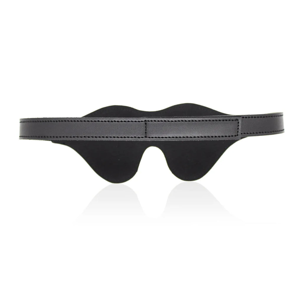 Women's leather eye mask with Velcro fastening in multiple colour options for adult couple play