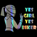 Cool Girl Rider motorcycle character waterproof sticker, 16cm by 15cm, on a car surface.