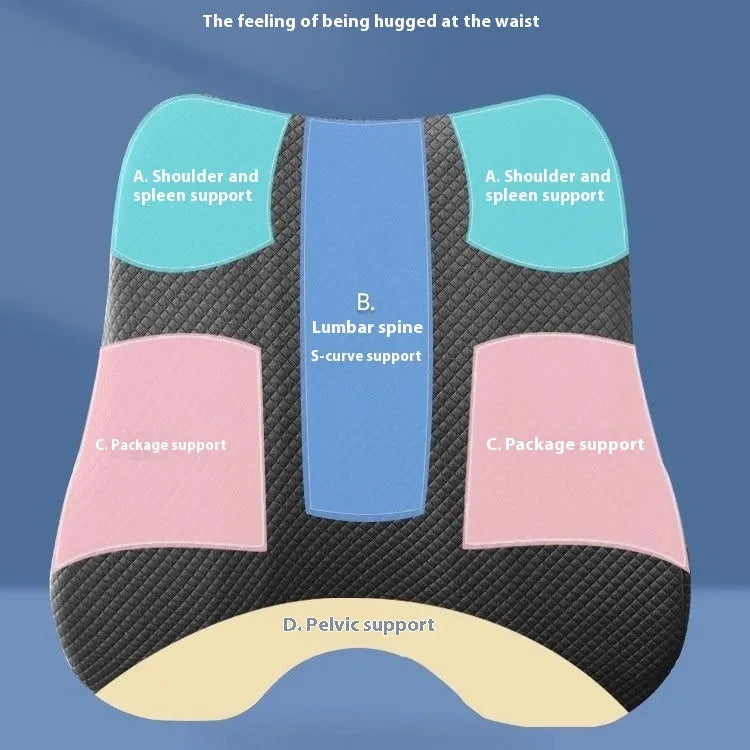 Grey lumbar support cushion for office chair, dimensions 40x40x8 cm