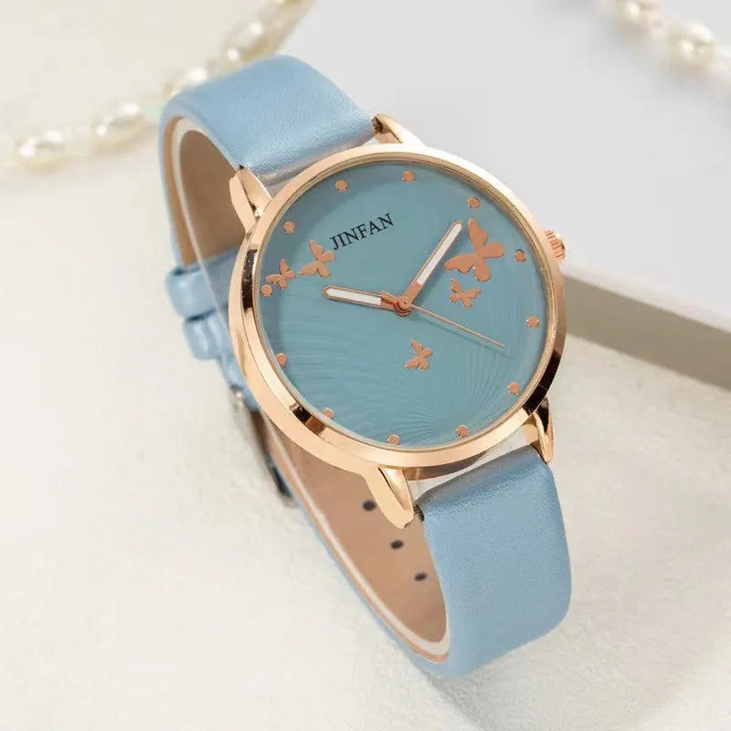 Student Sweet Butterfly Macron quartz watch 36mm dial alloy band casual style