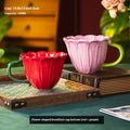 Ceramic breakfast cup with floral pastoral pattern and 500ml capacity